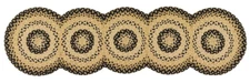 NEW PRIMITIVE Table Runner Braided Black Tan Cream Cornbread Farmhouse 15"x54"