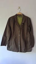 Gudrun Sjoden Linen Blend Jacket In Khaki Green Lagenlook Med