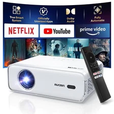 Aurzen EAZZE D1 Smart Projector with WiFi and Bluetooth, Netflix-Officially-Lice