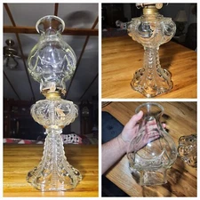 Antique Large Bellevue Coolidge Drape Kerosene Oil Stand Lamp Light Peanut Shade