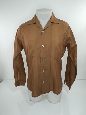 ARROW - SANFORIZED Shiny Mens 14 / 14.5 Dectron Monarch LOOP COLLAR Vtg. Shirt