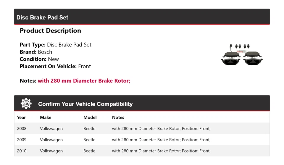 Pastillas de freno semimetálicas con delanteras HD para Volkswagen Beetle Bosch 2008-2010 Foto 2 de 4