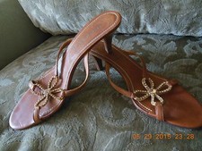 Italian fine leather cognac Slides by "LORBAC" size 40 M