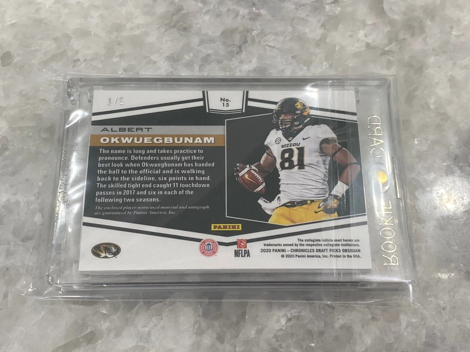 2020 PANINI OBSIDIAN DRAFT ROOKIE PATCH AUTO RPA ALBERT OKWUEGBUNAM 1/5 BRONCOS - Image 2 of 2