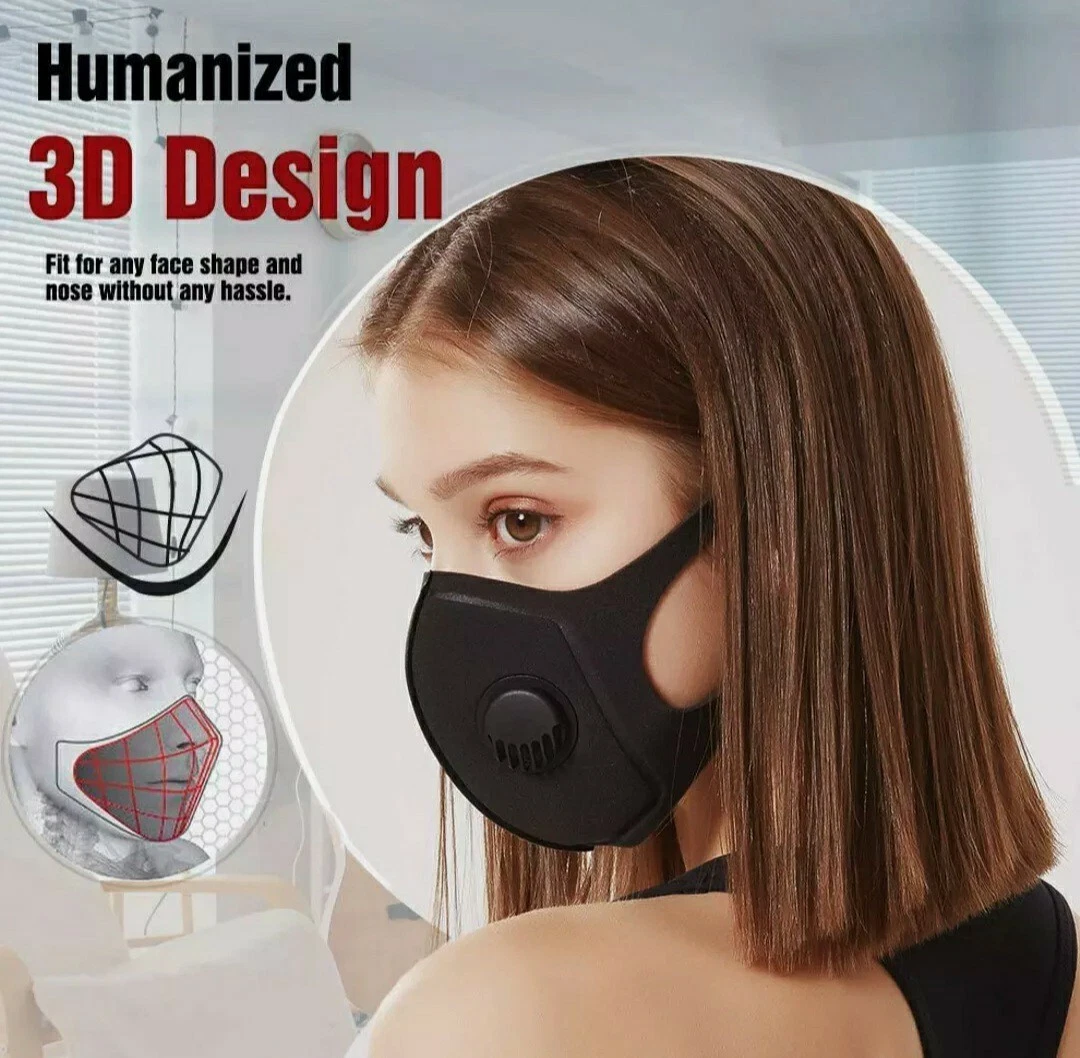 50pc Soft Breathable Adult Face Masks w/ Valve Washable Reusable SHIPS FROM USA