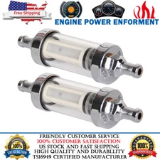 2 Pack 9747 Universal Clearview Inline Fuel Filter 5/16 Inch Glass Chrome Plated