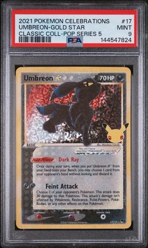 Pokémon 2021 Celebrations Umbreon-Gold Star 17/17 Holo PSA 9 Classic Collection