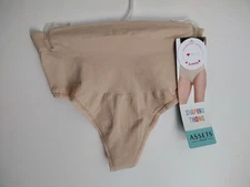 Assets by Spanx Womens Soft Nude All Around Smoothers Shaping Thong NWT Sz M