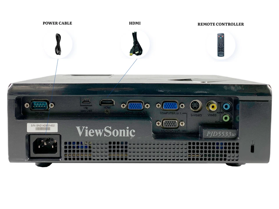 ViewSonic PJD5533w DLP Projector Portable WXGA 2800 Lumens 4k Full HD 3D HDMI - Image 4 of 4