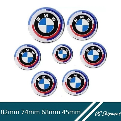 #ad 7PCS 50th Anniversary For BMW Emblem Centre Caps Badges Set 82mm 74mm 68mm 45mm $27.90