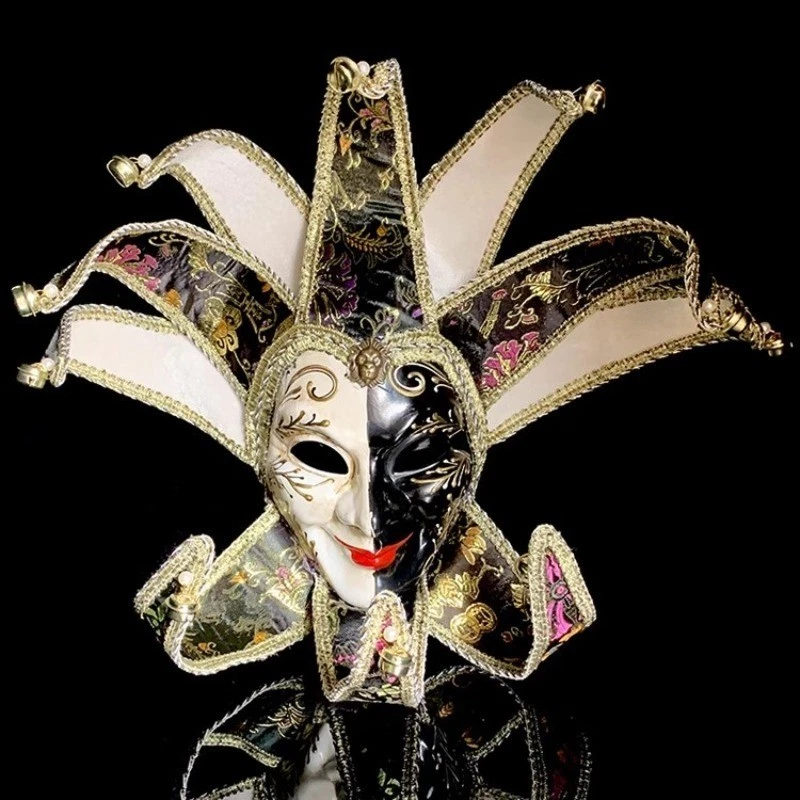 Luxury Jester Joker Venetian Masquerade Costume Halloween Party Props Mask Gift - Image 4 of 4
