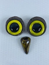 Vintage Ceramic Owl Eyes And Beak O'Henry Beads Crafting 70s for Macrame
