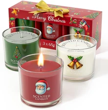 Scented Christmas Candle Gift Set for Stress Relief, 3 Votives (7 Oz)
