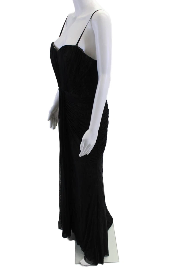 Женское вечернее платье Aidan Mattox с кружевным принтом с милым вырезом черное бежевое размер 14 - Изображение 2 из 4