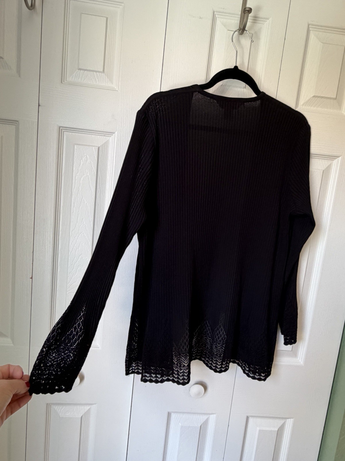 Exclusively Misook Lightweight Open Front Black C… - image 2