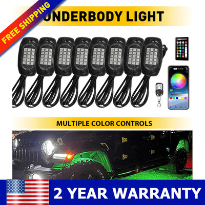 8Pods RGB LED Rock Lights, Waterproof Underglow Underbody Lighting Kit AUXITO US