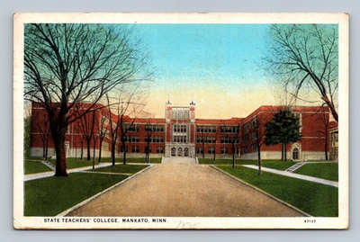 #ad Vintage State Teachers#x27; College Mankato MN Linen Postcard 1930 $6.99