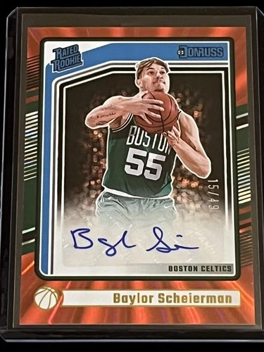 Baylor Scheierman 2024-25 Donruss Rated Rookie Red Holo Laser /49 Auto RC #270