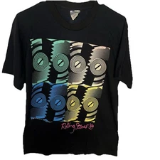 TRUE VTG  SS 1989 Rolling Stones North American Steel Wheels Tour Black Sz L 