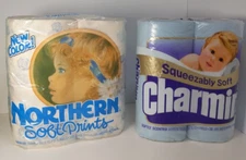 VTG Blue Charmin & Northern Soft Prints Toilet Paper Packs (PLS Read) Movie Prop