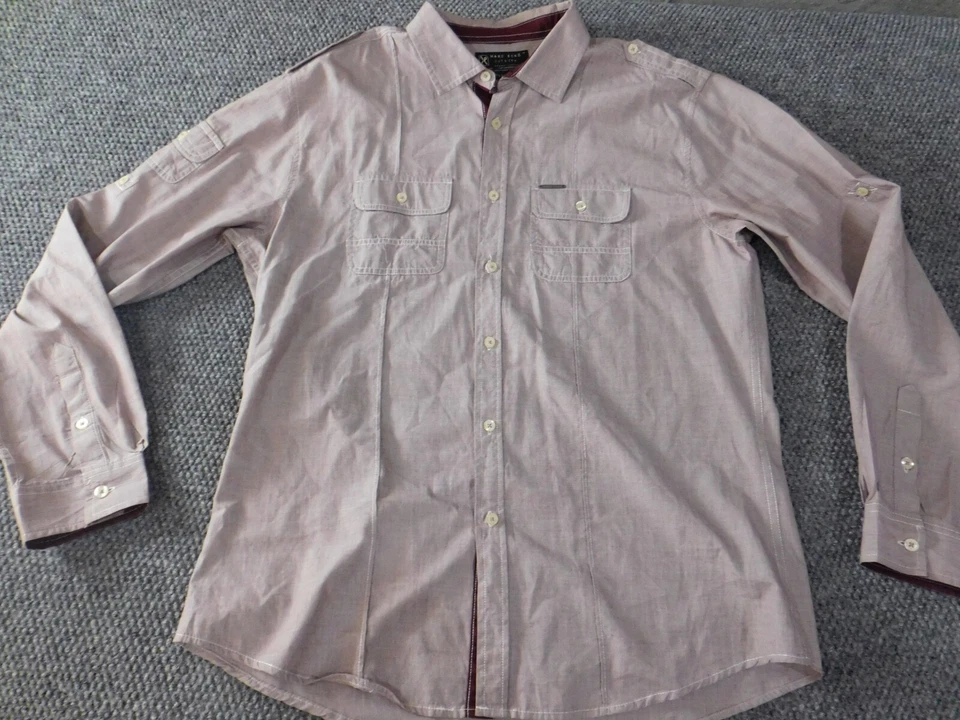 Camisa Marc Ecko Para Hombre Grande Púrpura Corte y Costura Clásica Abotonada Informal Foto 3 de 4