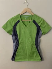 Allure by White Cross Scrub Top Green/Gray Size XS Stretch Sides