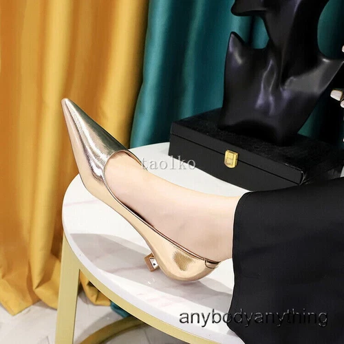 Scarpe da donna 3,5 cm tacco medio gattino punta decolte OL donna festa nuove - Foto 16 di 29