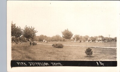 #ad PUBLIC PARK jefferson ia real photo postcard rppc iowa history $6.76