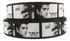 Elvis King of Rock 1" Wide Repeat Ribbon Sold in Yards - USA SELLER