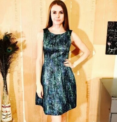 turquoise green dress zara blue Sequin Print UK S bloggers sold out Satin