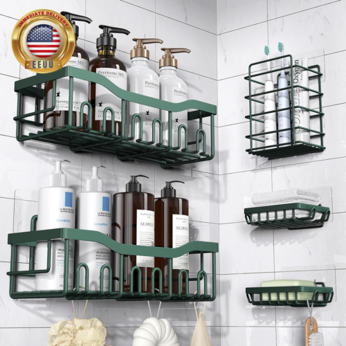Paquete de 5 caddy de ducha, organizador de ducha adhesivo para almacenamiento de baño y decoración del hogar y esquí - Imagen 1 de 12