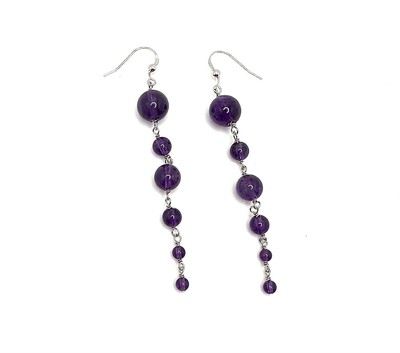 Designer Gallery Sterlingsilber lila Amethyst abgestufte Perlen Ohrhänger