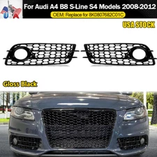 Honeycomb Fog Light Lamp Cover Grille For 2008-2012 Audi A4 B8 S-Line S4 Bumper