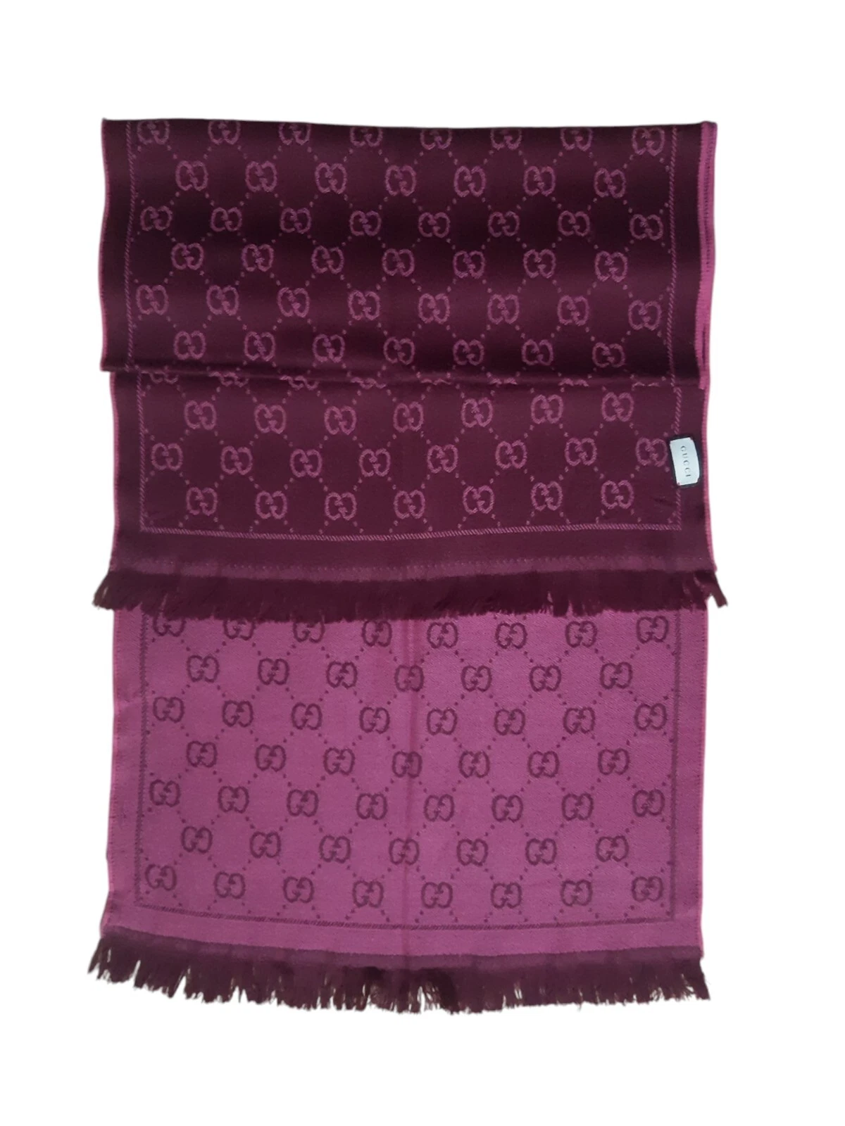 Foulard châle laine monogramme jacquard Gucci GG rouge bordeaux