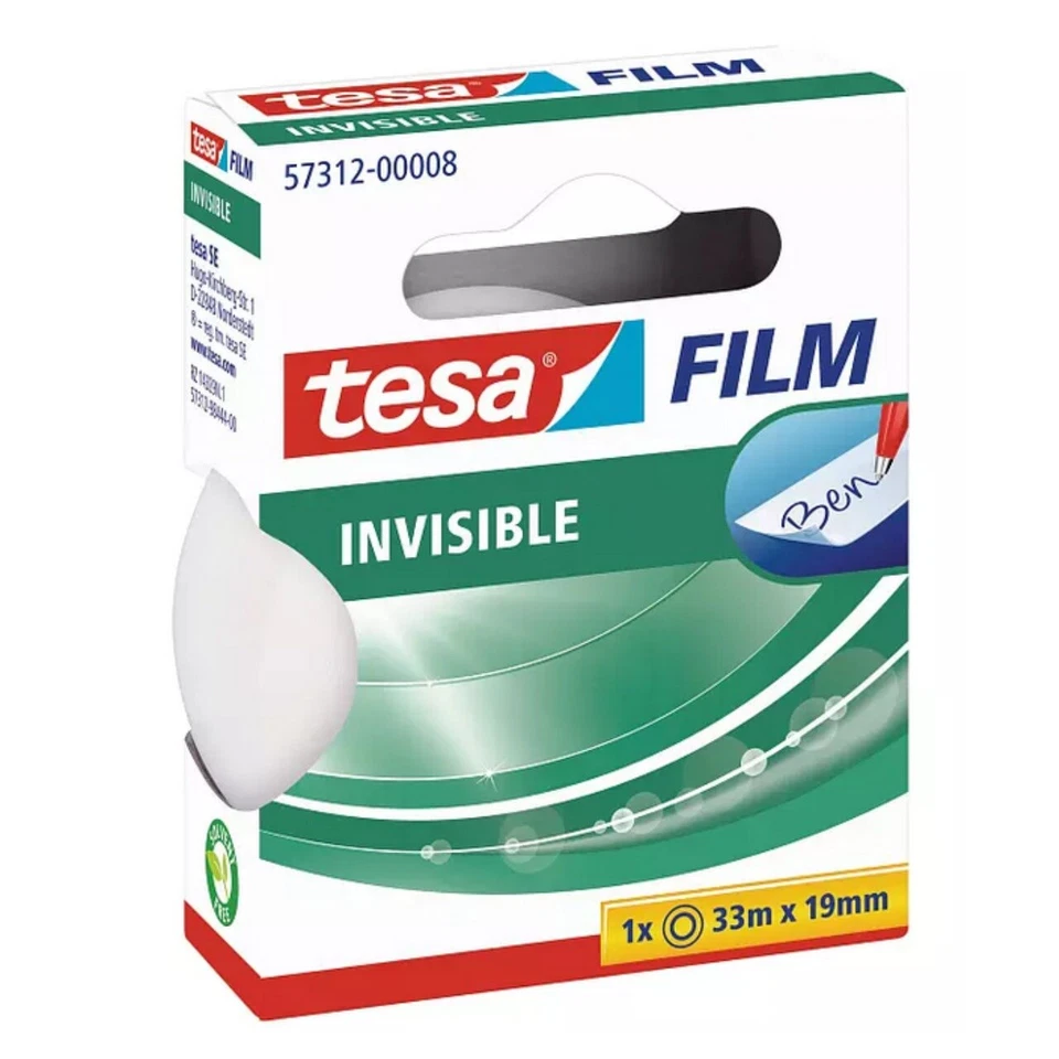 (0,08€/m) Tesafilm matt unsichtbar 19 mm x 33 m 57312, beschriftbar, kopierbar