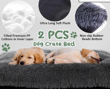 Suzile 2 Pcs Dog Cat Crate Beds with Machine Washable Anti-Slip Thick