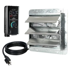 iLIVING Exhaust Fan 10" 65W 820-CFM Thermospeed Controller Wall Mounted Silver