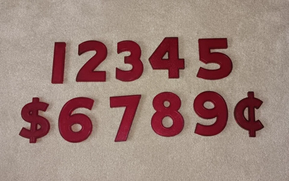 Números de teatro carpa Wagner roja vintage Appx 8 1/4" Foto 2 de 4