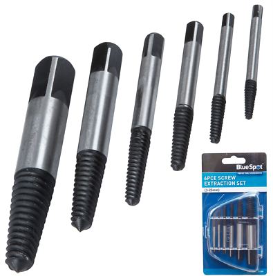 BlueSpot 6-teiliges Schraubenabzieher Bohrer Bits Set gebrochen beschädigte Schrauben Bolzenentferner