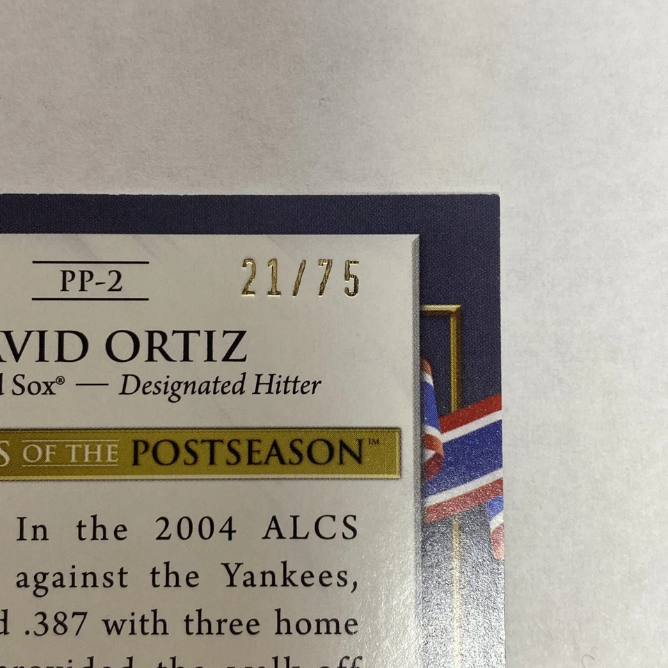 2022 TOPPS UPDATE PARAGONS POSTSEASON GOLD 21/75 PARALLEL DAVID ORTIZ Red Socks - Image 3 of 3