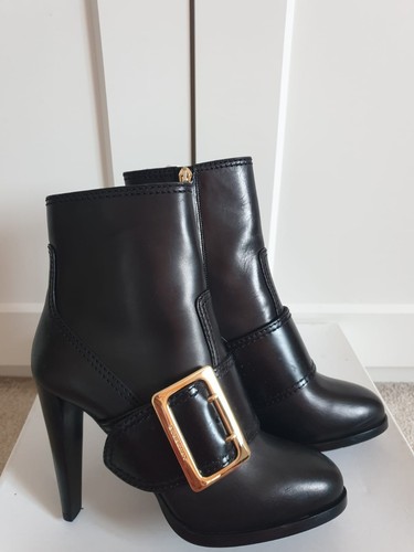 BNIB Burberry Portesham Black Buckle 110mm Platform Ankle Boots Heeled UK 7 EU40 - Picture 5 of 17