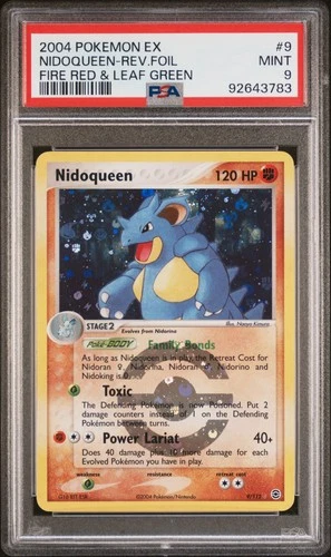 2004 POKEMON EX FIRE RED & LEAF GREEN #9 NIDOQUEEN-REVERSE FOIL PSA 9