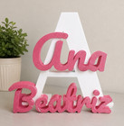 Personalized Freestanding Wooden Letter Display Initial with Name, White/Pink — photo 1