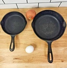 Cast Iron Skillets - Unmarked WAGNER #3 & #5 - Flat, Smooth, Vintage Quality