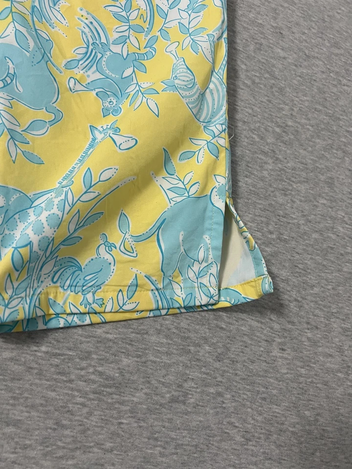 Calça Capri Lilly Pulitzer Meninas 14 Vintage Sunshine Junkanoo Zoo Amarela Azul - Imagem 3 de 4