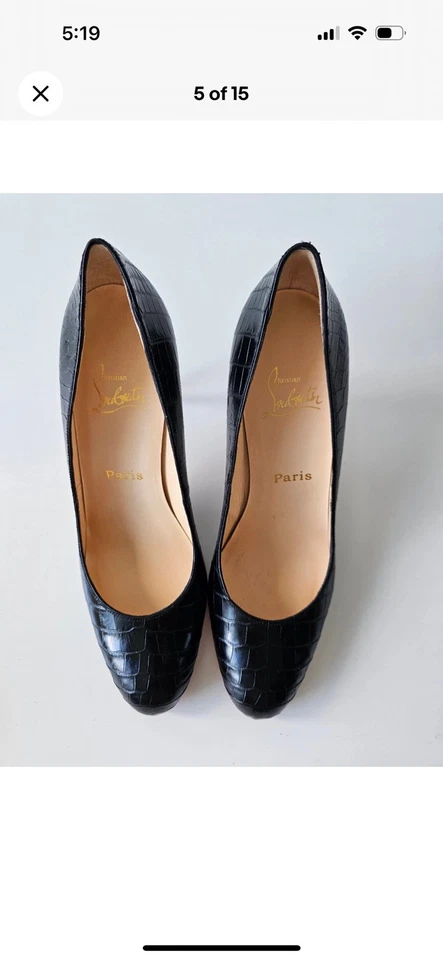 Christian Louboutin Simple 85 Negro Croc Ali Bombas 40 So Kate Pigalle Escote Foto 4 de 4