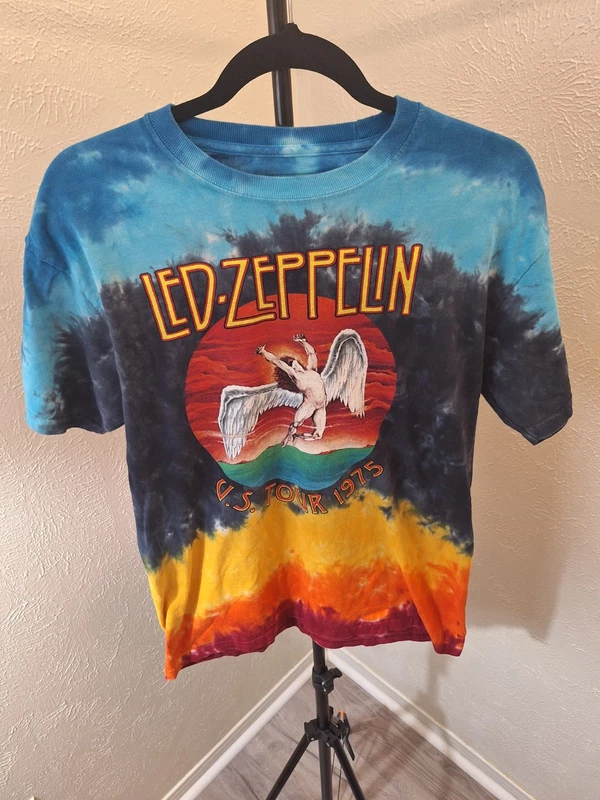 Led Zeppelin 1975 Tour Tie Dye T-Shirt Blue
