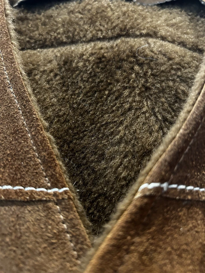 Chaleco de ínsula forrado de gamuza de cuero Pioneer Wear vintage para hombre talla 48 EE. UU. Foto 4 de 4