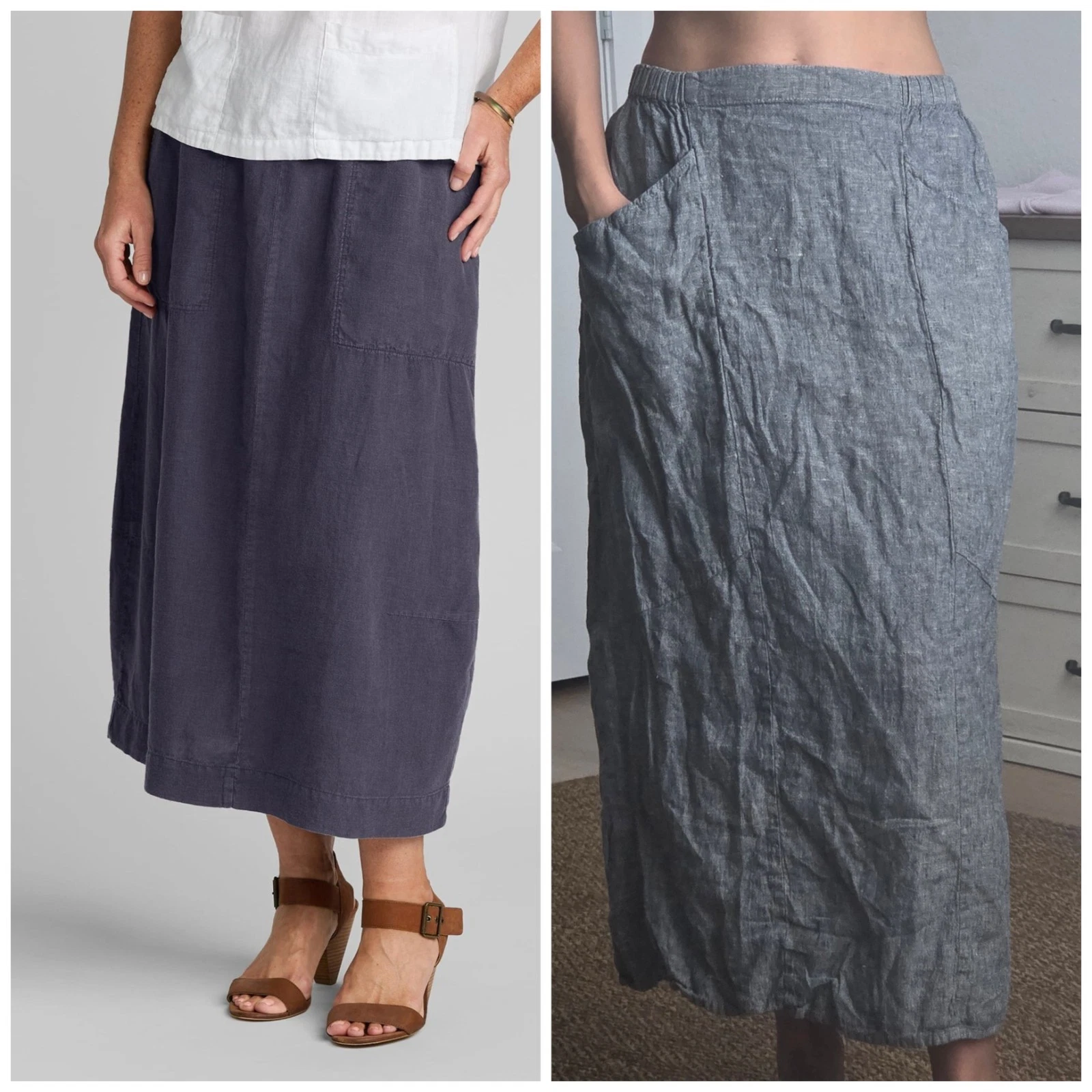 FLAX 100% Linen Skirt, Gray, Size Small/Medium, Linen Midi Skirt
Opens in a new window or tab