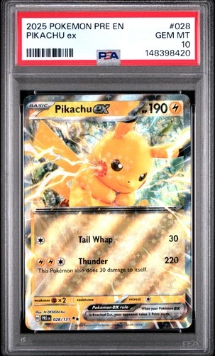 2025 POKEMON PRE EN-PRISMATIC EVOLUTIONS #028 PIKACHU EX PSA 10